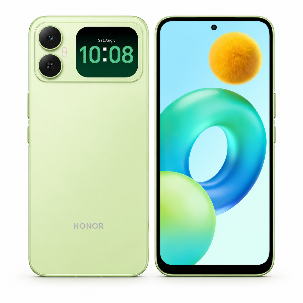 HONOR Play20C 4 Go 64 Go green — vues avant et arrière sur fond blanc