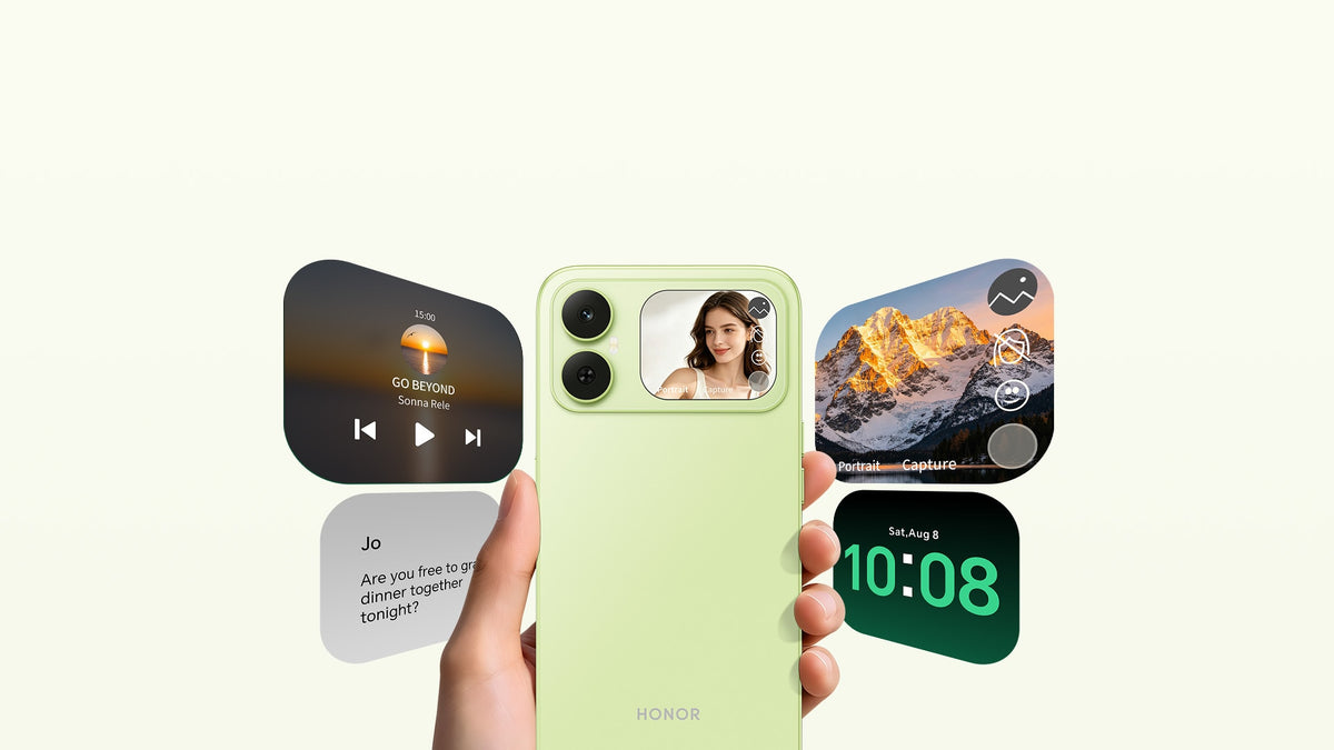 HONOR Play20C — fonctions de l’écran arrière (visuel officiel)