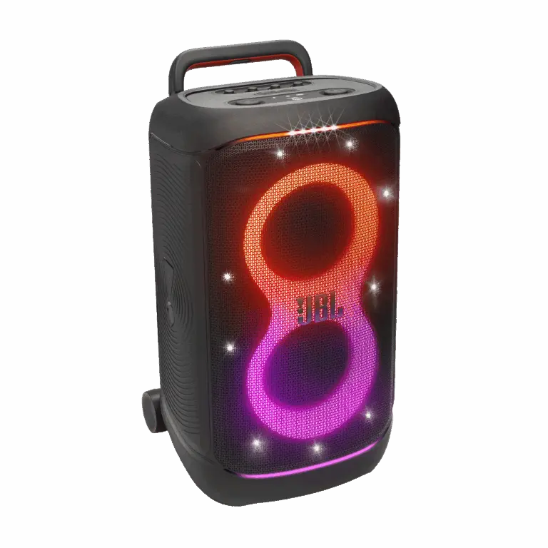 JBL PartyBox Stage 520, poignée télescopique et roulettes pour le transport