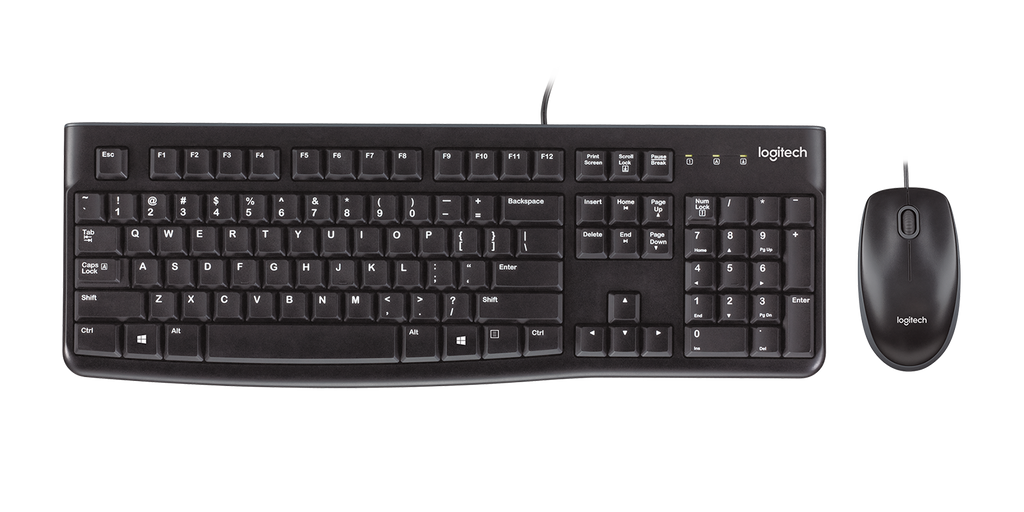 Pack clavier et souris Logitech MK120 noir – vue 1 (visuel fabricant, disposition des touches illustrative)