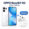 OPPO Reno16 F 5G Pop White 12 Go 256 Go avec écouteurs Hoco offerts