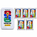 Boîte métallique Panini FIFA 2026 blanche et cinq pochettes incluses