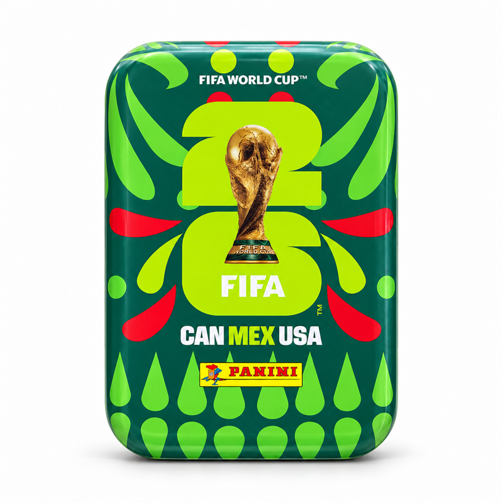Boîte métallique Panini FIFA World Cup 2026 verte – pack avec 5 pochettes