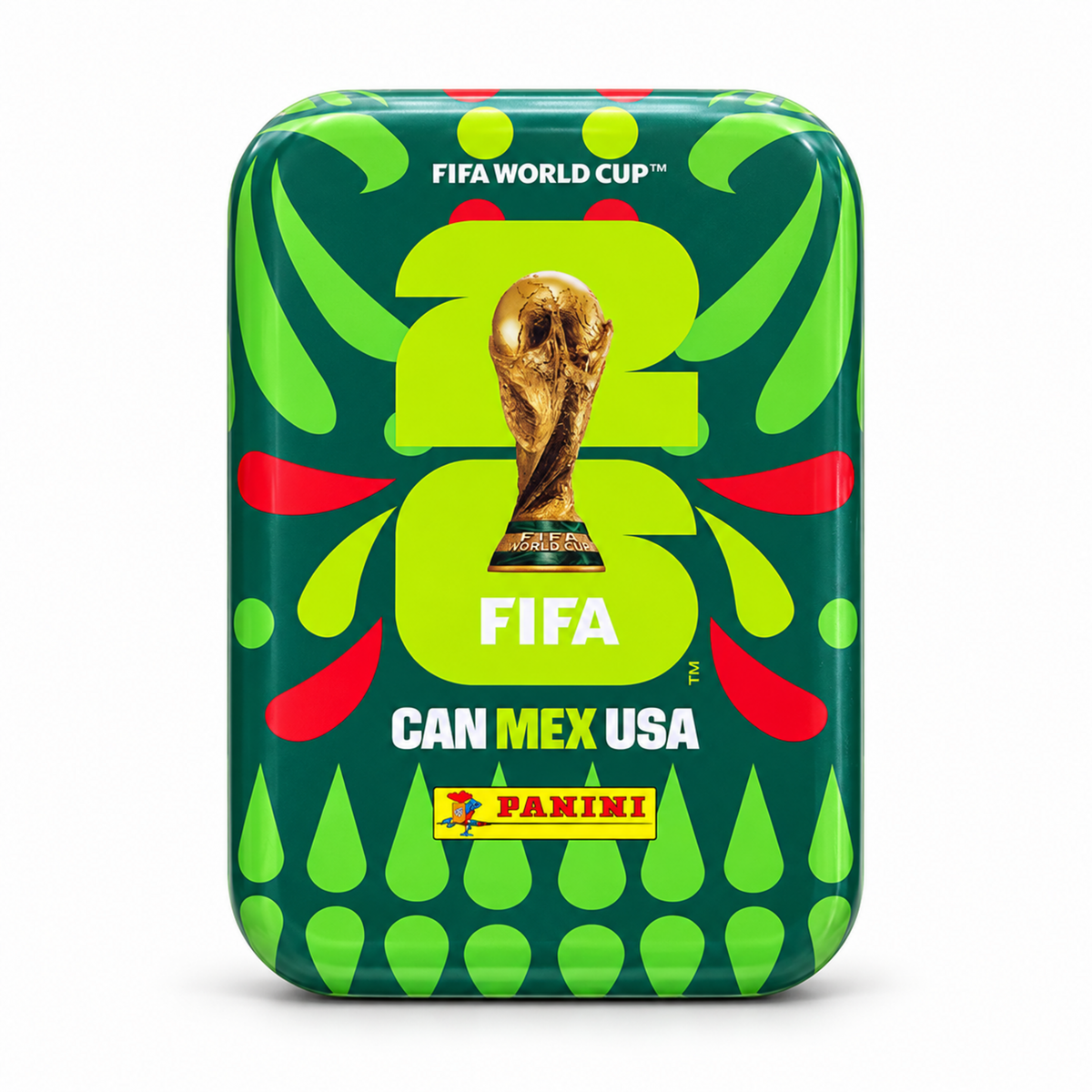 Boîte métallique Panini FIFA World Cup 2026 verte – pack avec 5 pochettes