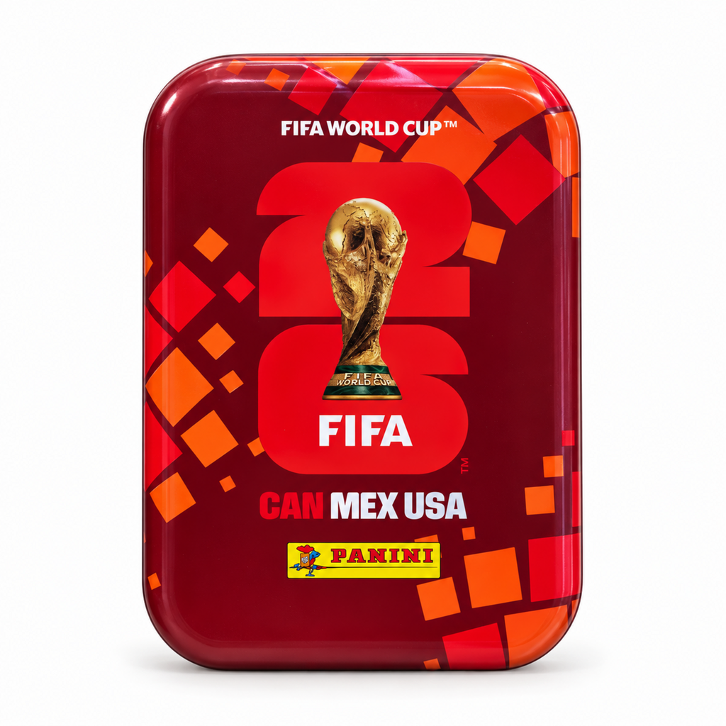 Boîte métallique Panini FIFA World Cup 2026 rouge – pack avec 5 pochettes