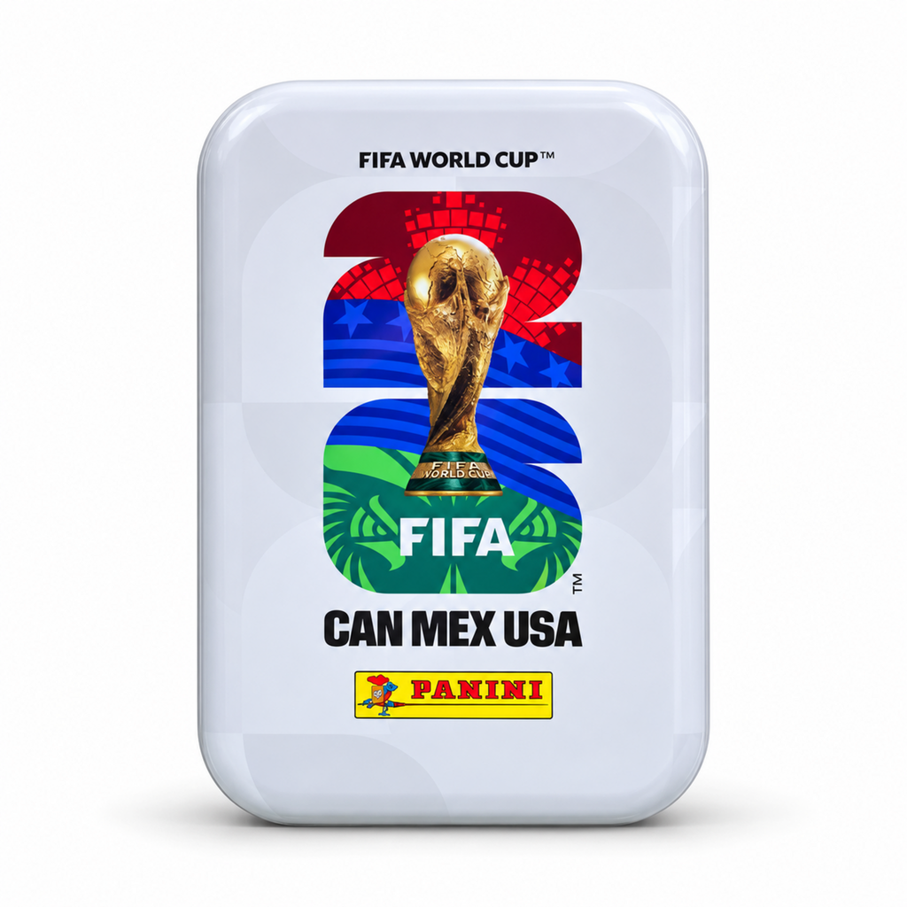 Boîte métallique Panini FIFA World Cup 2026 blanche – pack avec 5 pochettes