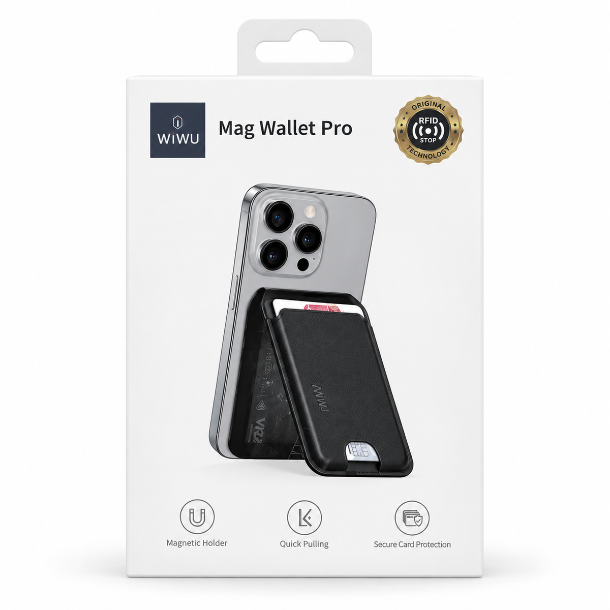 Porte-cartes magnétique WiWU Mag Wallet Pro avec support – Hizem World Tunisie