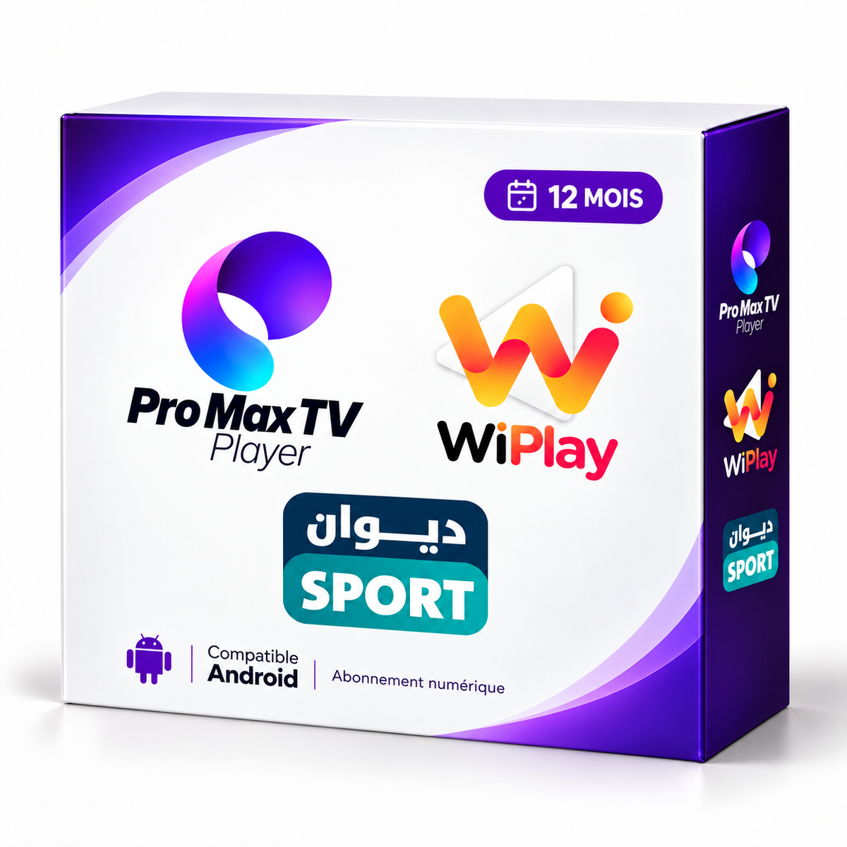 Pro Max TV + WiPlay + Diwan Sport – pack numérique Android 12 mois