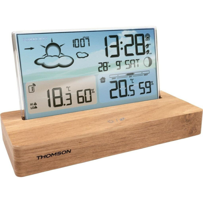 Réveil & Station Météo Thomson CT600 avec Socle en Bois