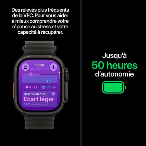 Apple Watch Ultra 4 GPS + Cellular 49 mm Boîtier en titane Naturel avec Bracelet Océan Gris translucide