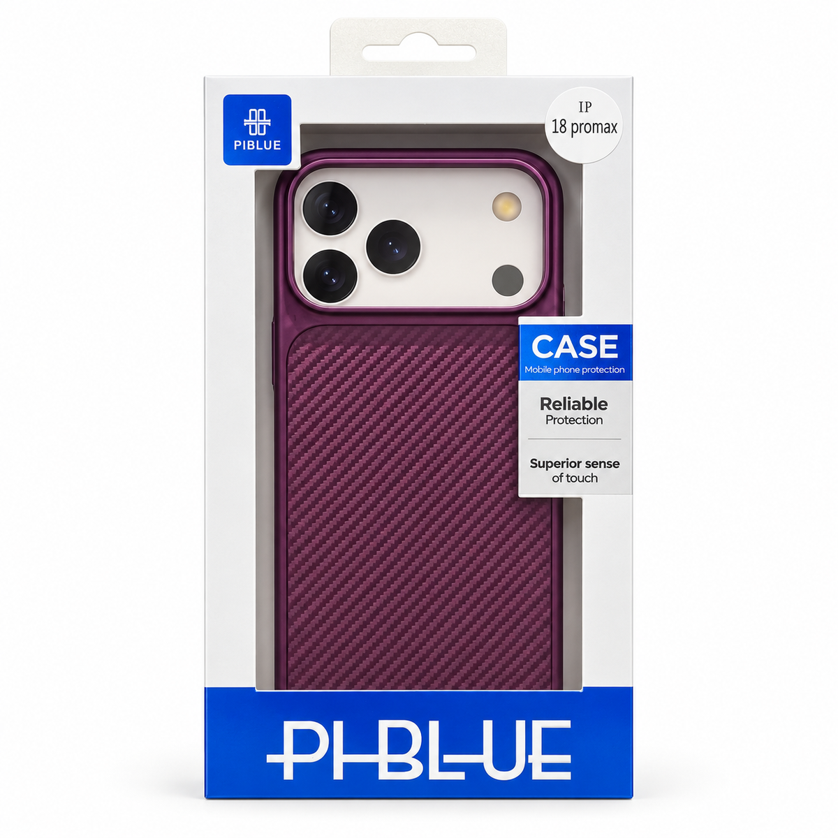 Coque iPhone 18 Pro Max PIBLUE – Fibre de Carbone Violet | Protection Renforcée