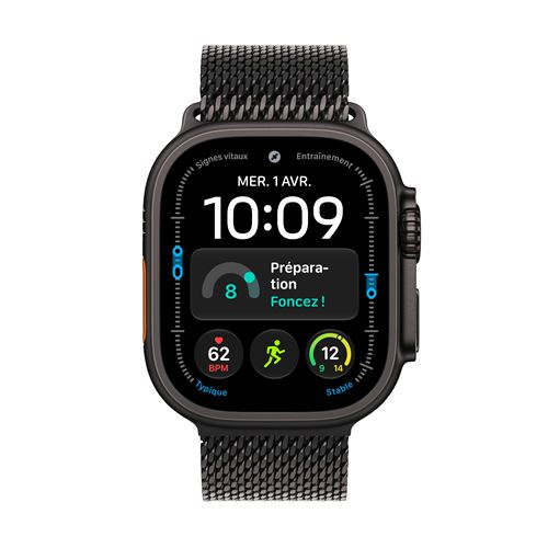 Apple Watch Ultra 4 GPS + Cellular 49 mm — Titane Noir & Boucle Milanaise Titane Noir (M)