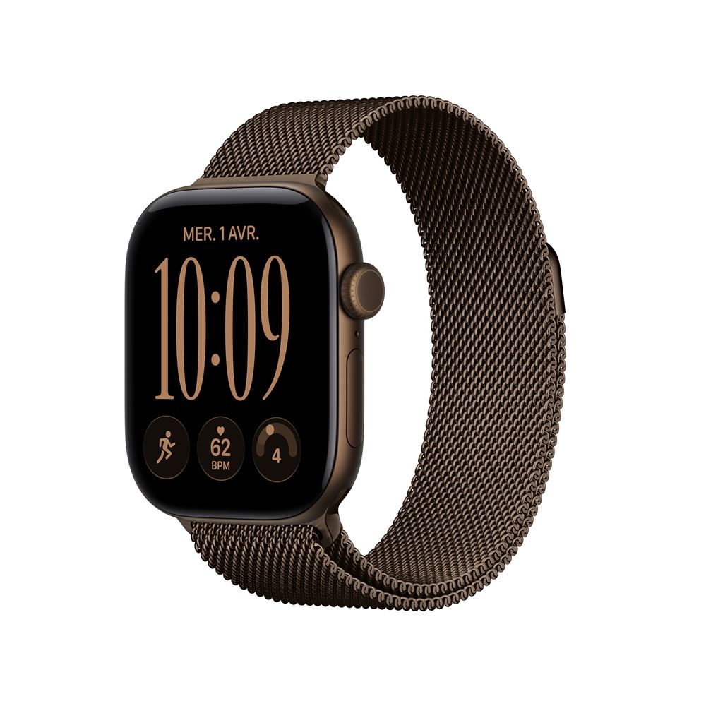 Apple Watch Series 12 GPS 42 mm Boîtier en aluminium Bronze foncé avec Boucle milanaise Bronze foncé