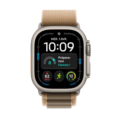 Apple Watch Ultra 4 GPS + Cellular 49 mm Boîtier en titane Naturel avec Boucle Alpine Désert - L