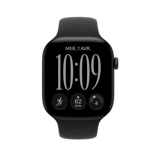 Apple Watch Series 12 GPS 46 mm Boîtier en aluminium Noir avec Bracelet Sport Noir - M/L