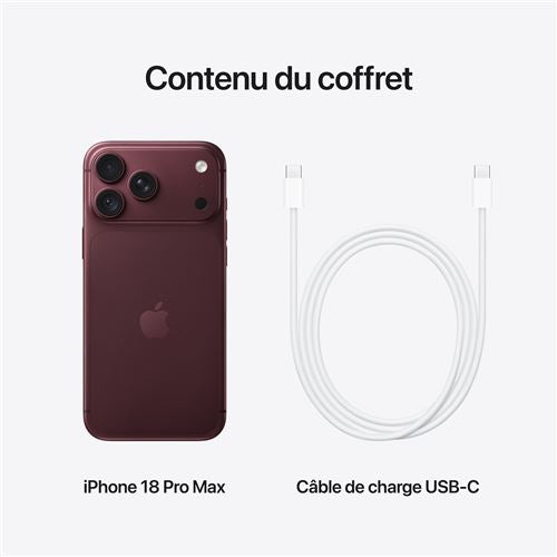 Apple iPhone 18 Pro Max 256 Go Bordeaux 5G Double SIM