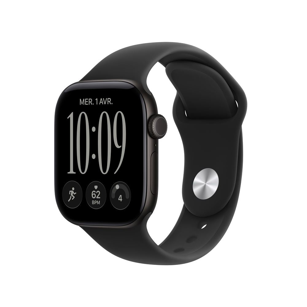 Apple Watch Series 12 GPS 46 mm Boîtier en aluminium Noir avec Bracelet Sport Noir - M/L