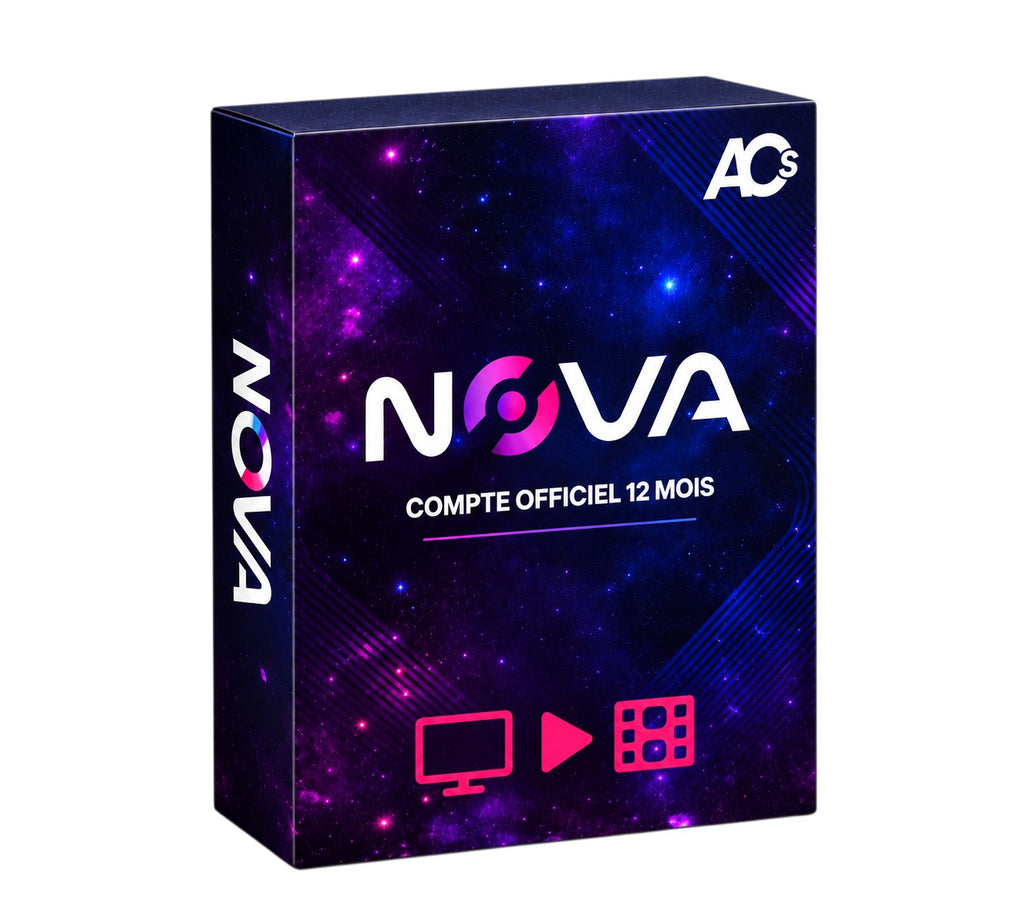 Carte numérique Hizem World pour un abonnement NOVA officiel de 12 mois avec design galaxie violet et bleu