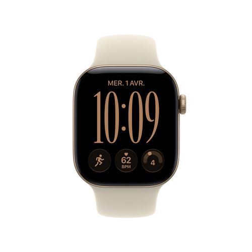 Apple Watch Series 12 GPS 46 mm Boîtier en aluminium Or clair avec Bracelet Sport Sable - S/M