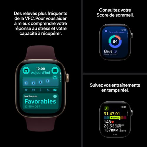Apple Watch Series 12 GPS 46 mm Boîtier en aluminium Or clair avec Bracelet Sport Sable - S/M