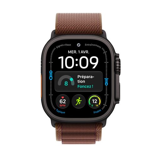 Apple Watch Ultra 4 GPS + Cellular 49 mm Boîtier en titane Noir avec Boucle Alpine Bordeaux - M