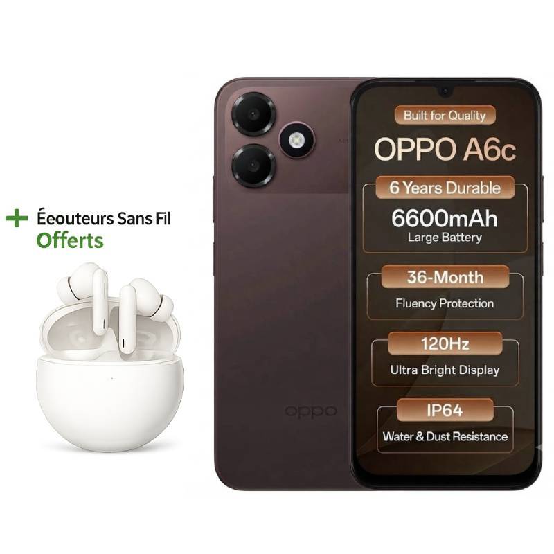 Smartphone OPPO A6c 4Go 128Go 4G Marron - vue principale