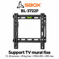 Support TV mural fixe SBOX BL-3722F pour écrans 13 à 43 pouces – 45 kg – VESA 200 × 200 mm
