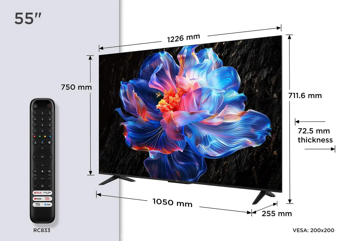 TCL V6C 55 pouces, technologie d'affichage 4K