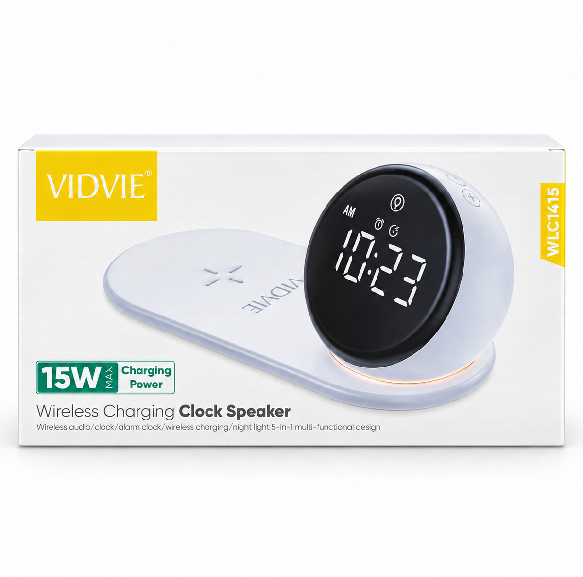 VIDVIE WLC1415 Wireless Charging Clock Speaker 15W