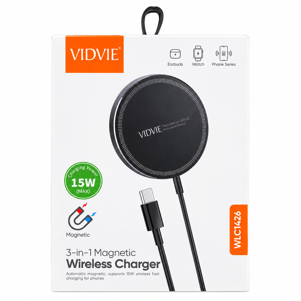 VIDVIE WLC1426 chargeur sans fil magnétique 3-en-1 15W