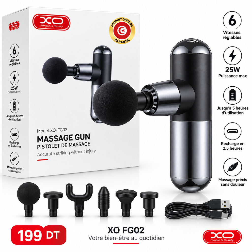 Pistolet de massage XO FG02 6 vitesses 25W